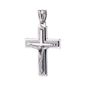 Ανδρικός σταυρός με αλυσίδα ατσάλι 316L ασημί Art 01222-1