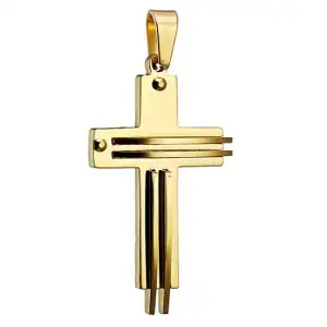 Men's cross with 316L gold steel chain