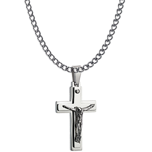 Ανδρικός σταυρός με αλυσίδα ατσάλι 316L ασημί Αrt 01240-1