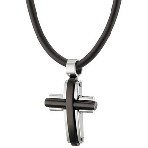 Men's steel cross 316L silver-black colour