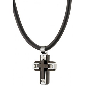  Men's steel cross 316L silver-black colour