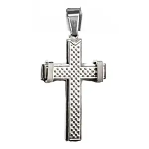  Men's steel cross with chain 316L silver