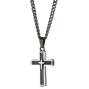 Ανδρικός σταυρός με αλυσίδα ατσάλι 316L μαύρο Art 01269