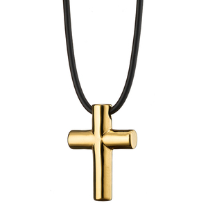 Ανδρικός σταυρός ατσάλι 316L με καουτσούκ χρυσό Art 01280
