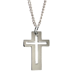  Men's steel cross with chain 316L silver