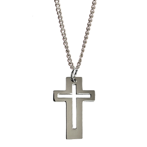 Ανδρικός σταυρός με αλυσίδα ατσάλι 316L ασημί bode 01285