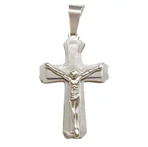 Ανδρικός σταυρός με αλυσίδα ατσάλι 316L ασημί bode 02705