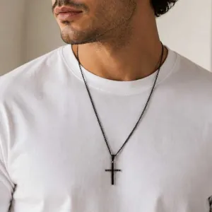 Men's 316L Stainless Steel Cross Necklace – Black bode 01311BL