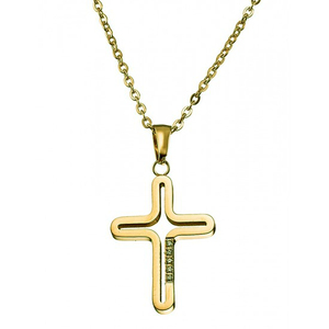 Womens necklace cross Art 01332 steel 316 L gold