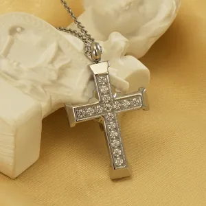 Womens necklace cross steel 316L silver
