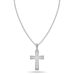 Womens necklace cross steel 316L silver