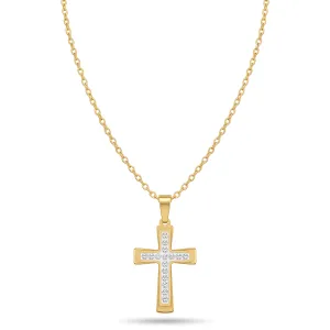 Womens necklace cross steel 316L gold