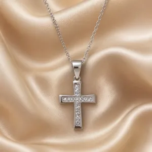 Womens necklace cross steel 316L silver