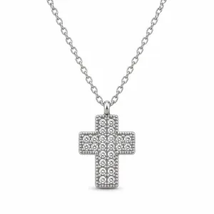 Women's 316L Stainless Steel Cross with White Stones – Silver bode 01336