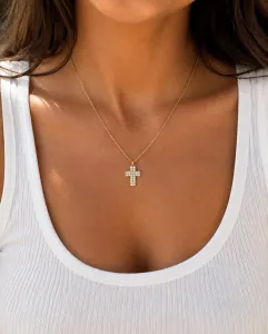 Women's 316L Stainless Steel Cross with White Stones – Gold bode 01336G