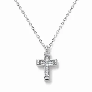 Women's 316L Stainless Steel Cross with White Stones – Silver bode 01337