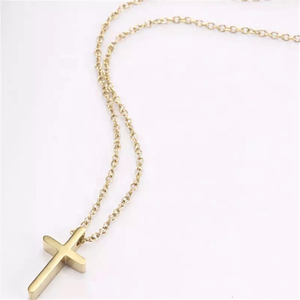 Womens necklace cross Art 01352 steel 316 L gold