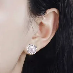Γυναικεία σκουλαρίκια Clip με Πέρλα και Λευκές Πέτρες ασημί  bode 01606