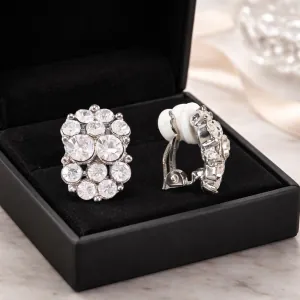 Σκουλαρίκια με clip και στρας ασημί  bode 01607