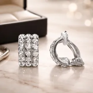 Σκουλαρίκια με clip και Λευκές Πέτρες ασημί  bode 01609