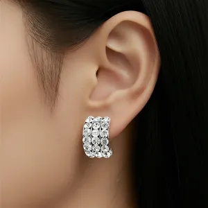 Σκουλαρίκια με clip και Λευκές Πέτρες ασημί  bode 01609