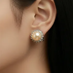 Γυναικεία σκουλαρίκια Clip με Πέρλα και Λευκές Πέτρες ασημί  bode 01611
