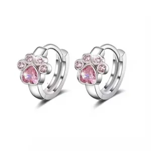 Παιδικά σκουλαρίκια Πατουσάκια γάτας ροζ ασήμι 925 bode 01673R