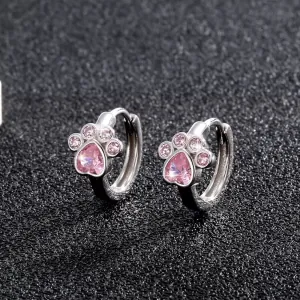 Παιδικά σκουλαρίκια Πατουσάκια γάτας ροζ ασήμι 925 bode 01673R