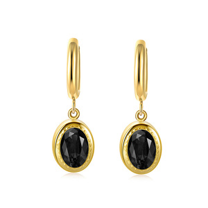Γυναικεία σκουλαρίκια Μαύρες Πέτρες Ζιργκόν ατσάλι 316L χρυσό bode 01999