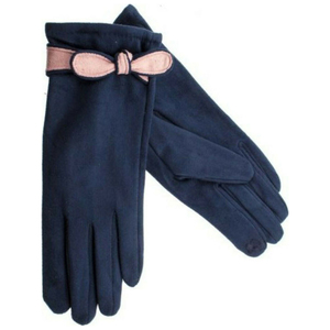 Women's fur neck-gloves set Verde 12-0476 pink/blue