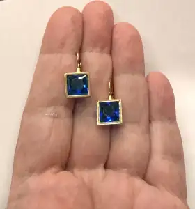 Γυναικεία σκουλαρίκια με Μπλε Πέτρa Ζιργκόν ατσάλι 316L χρυσό bode 02005