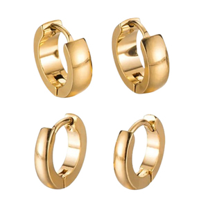 Hoop earrings Set 2 pairs steel 316L gold bode 02025