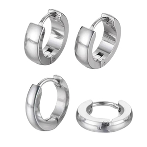 Hoop earrings Set 2 pairs steel 316L silver bode 02026