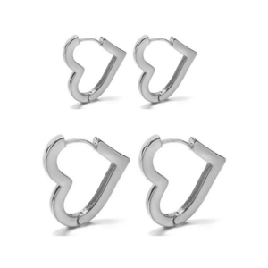 Hoop earrings Set 2 pairs steel 316L silver bode 02031