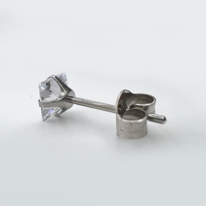 Earring stud square cubic Zircon stone white steel 316L silver Art02039