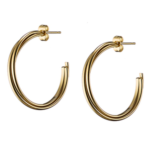 Steel earring Art 02070 316L triple ring gold 3cm