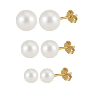Σκουλαρίκια SET 3 Ζευγάρια Πέρλες καρφωτά ατσάλι 316L χρυσό Art02073G