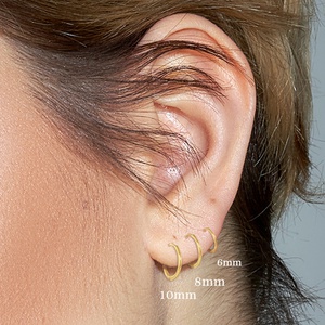 Unisex earrings hoops pair 8mm silver 925 in gold colour