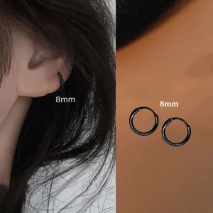 Unisex σκουλαρίκια κρικάκια ζευγάρι 8mm ατσάλι 316L μαύρο bode 02086