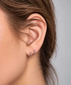 Unisex earrings hoops pair 10mm 316L stainless steel in silver colour