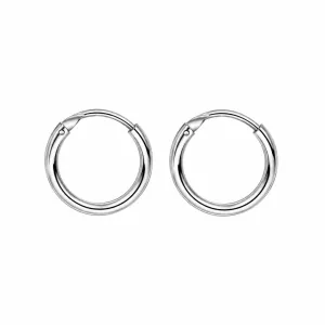 Unisex earrings hoops pair 10mm 316L stainless steel in silver colour