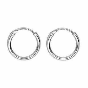 Unisex earrings hoops pair 10mm 316L stainless steel in silver colour