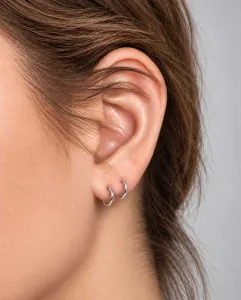 Unisex earrings hoops pair 10mm 316L stainless steel in silver colour