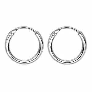 Unisex earrings hoops pair 10mm 316L stainless steel in silver colour