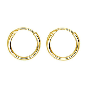 Unisex earrings hoops pair 10mm 316L stainless steel in gold colour