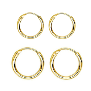 Hoop earrings Set 2 pairs steel 316L gold