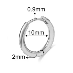 Unisex σκουλαρίκια ζευγάρι κρίκοι ατσάλι 316L ασημί 10mm Art02096