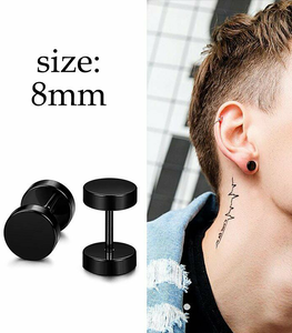 Men's earrings steel bar 316 black 