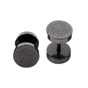 Ανδρικά σκουλαρίκια ζευγάρι μπάρα 8mm ατσάλι 316L μαύρο bode02112