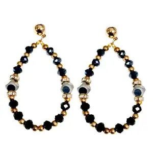 Women's Earrings Handmade with Black Crystal Beads